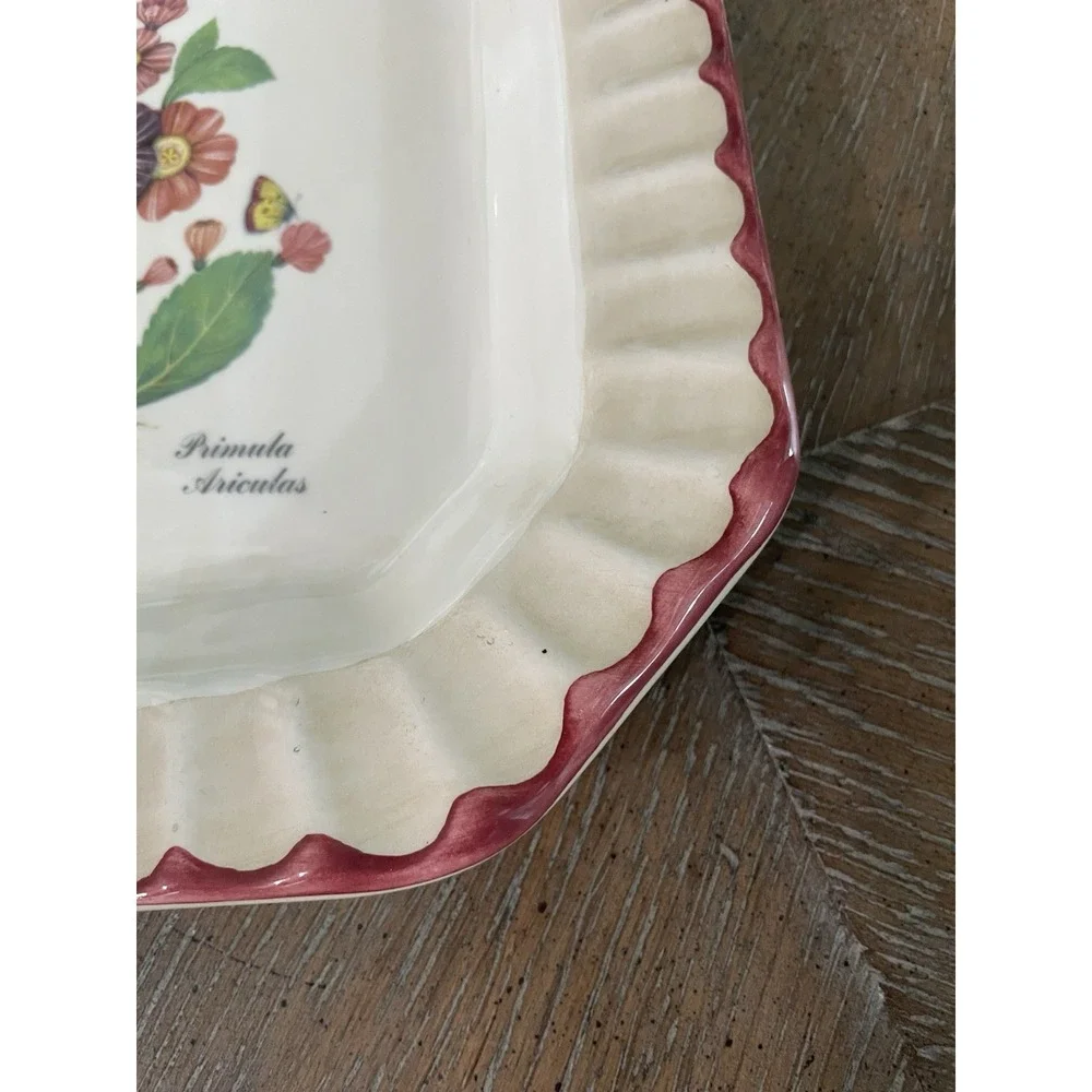 Vintage Due Torri Ceramic Square Salad Plates‎ with Botanical Design